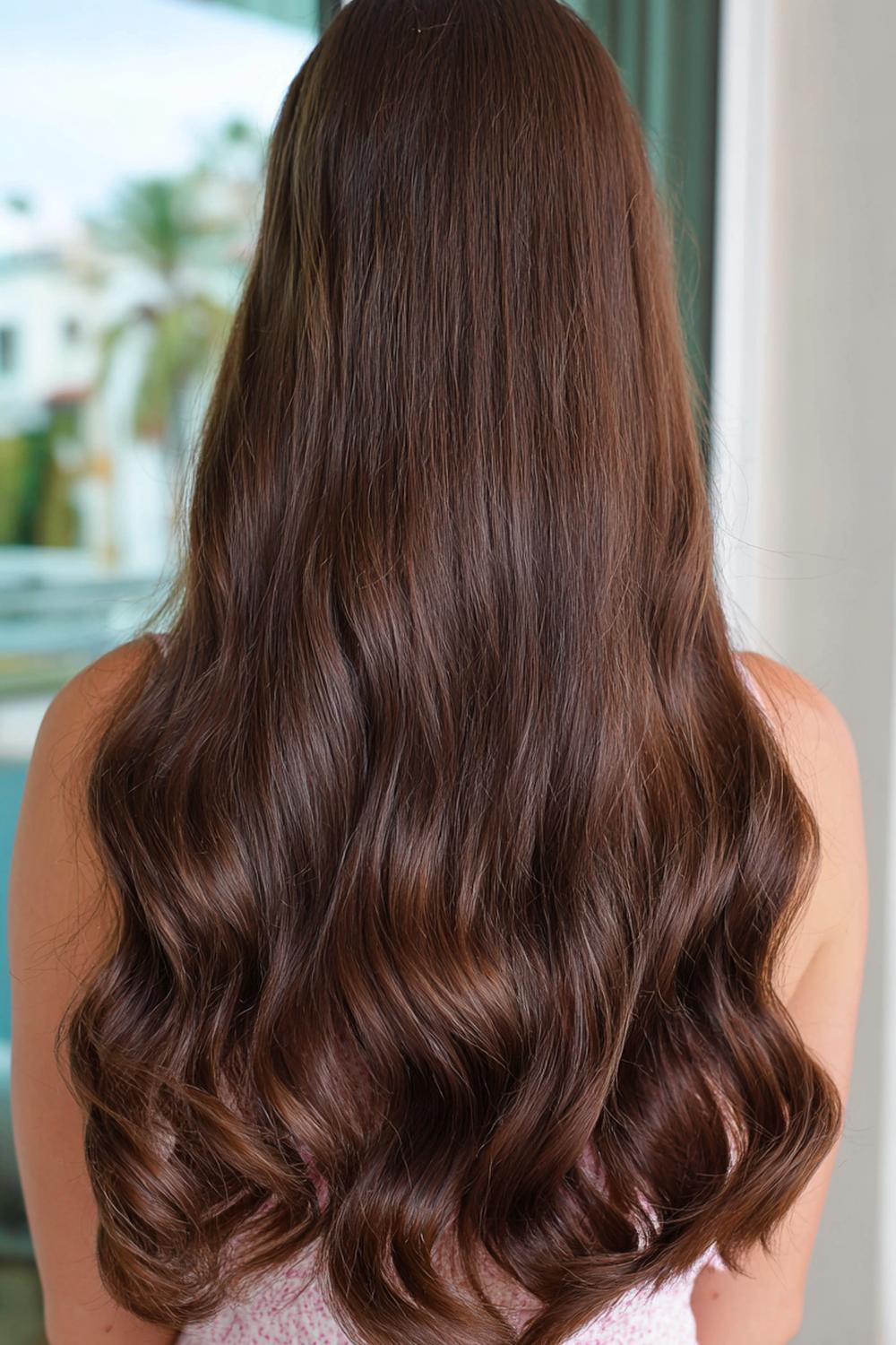 8. Long Hair U-Cut with Polished S-Curve Waves