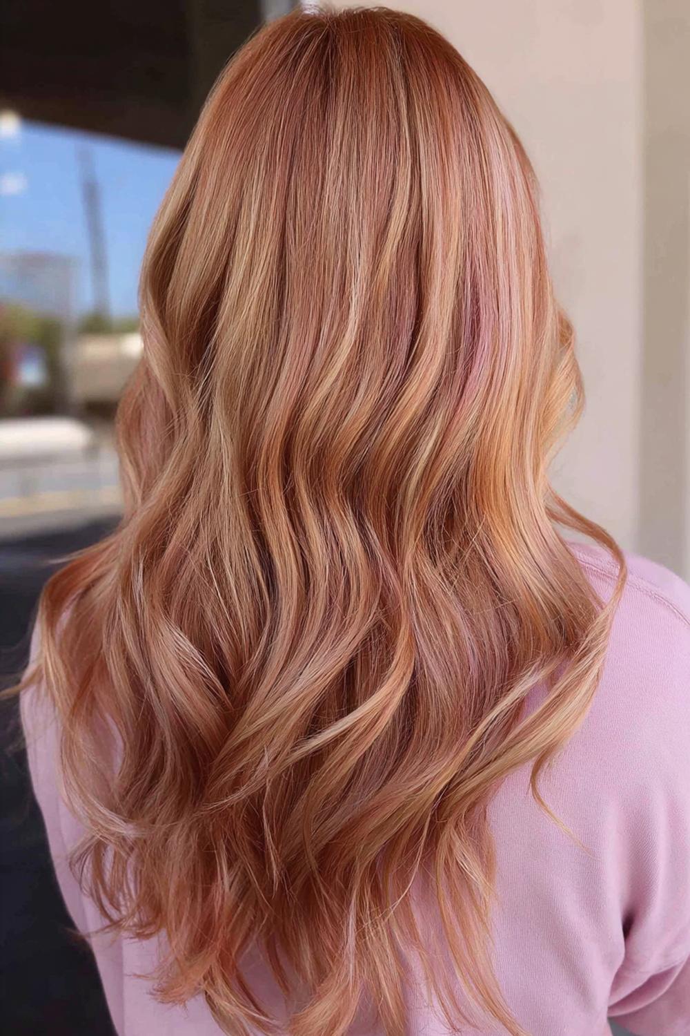 18. Trendy Hair Looks 2026: Strawberry Blonde with Rosy Gold Glaze and Soft Curls