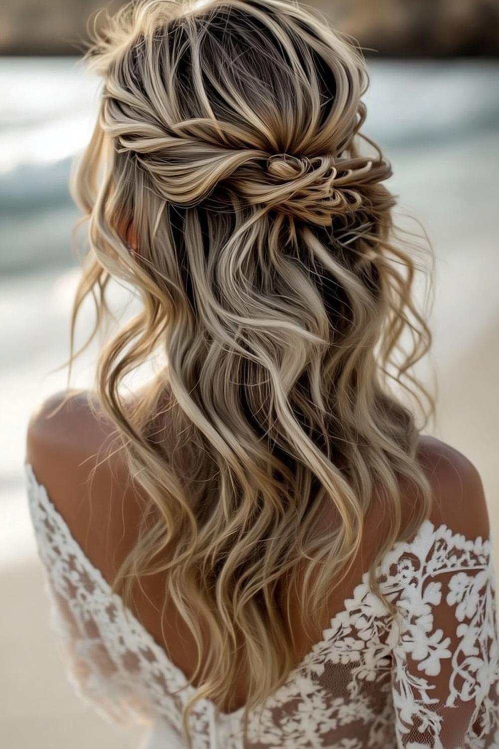 Intricate Twisted Half-Up Design