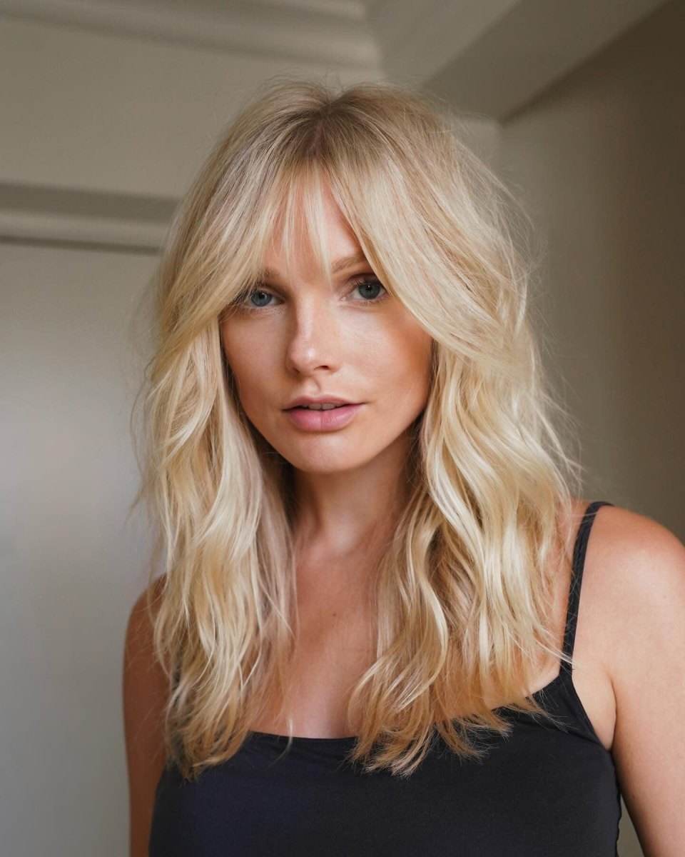 Wispy curtain bangs hairstyle