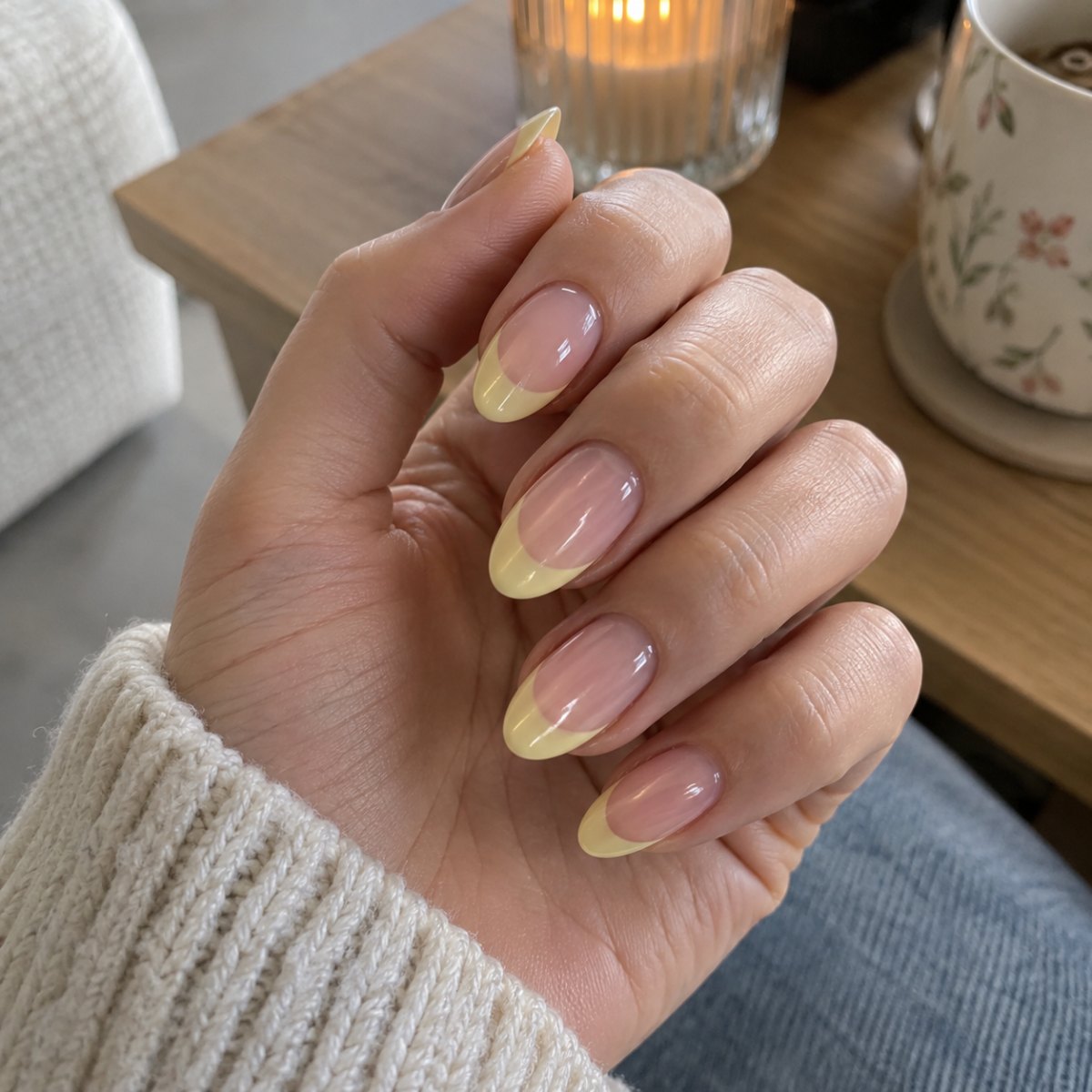 Yellow ombré glazed French tips