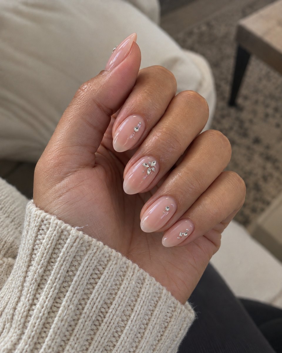 Crystal embellished manicure