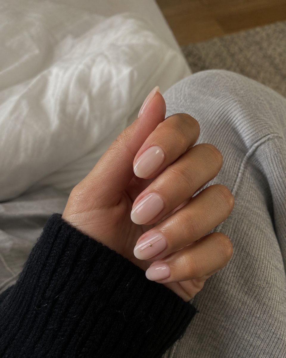 Minimal nude accent nails