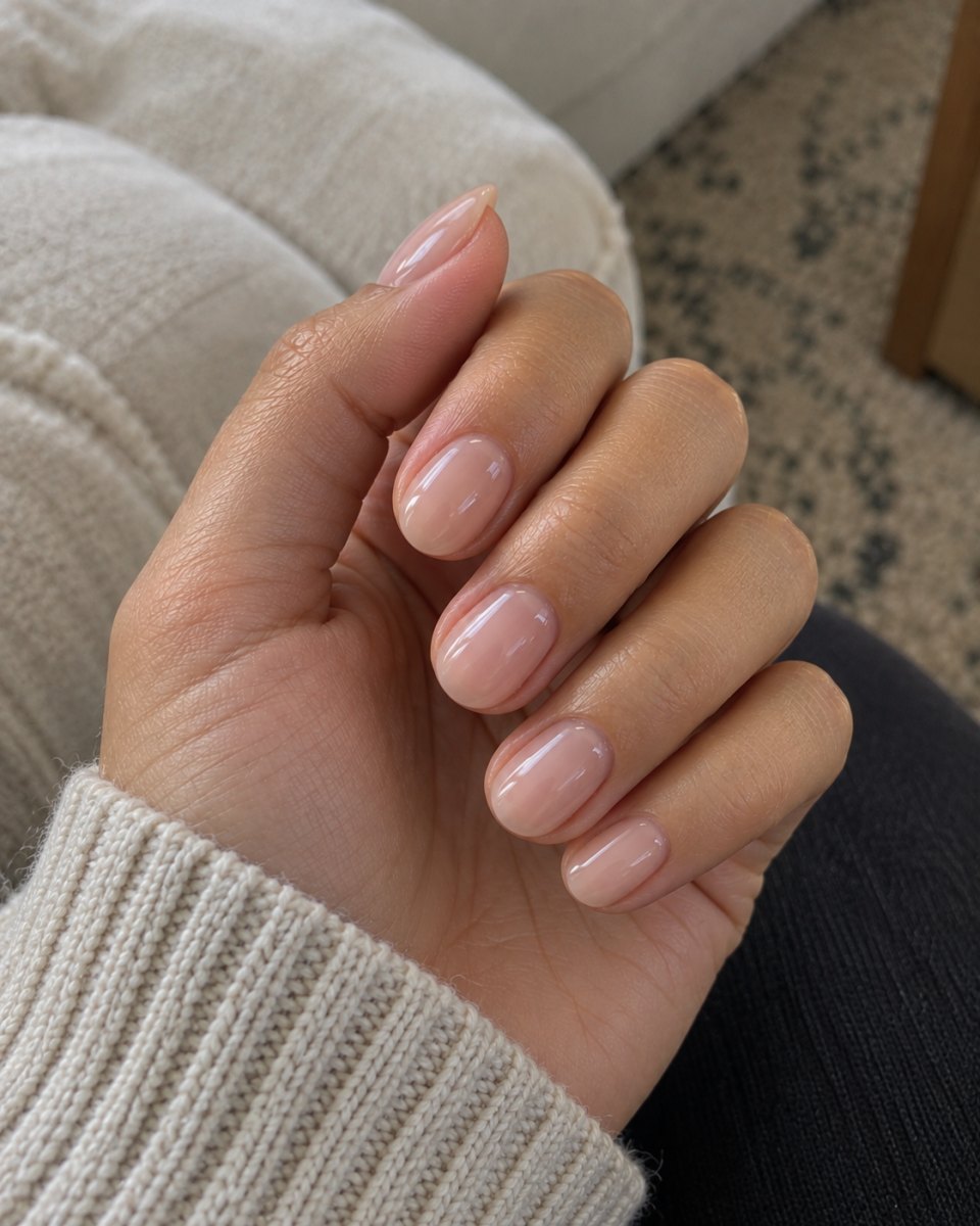Short natural glossy nails